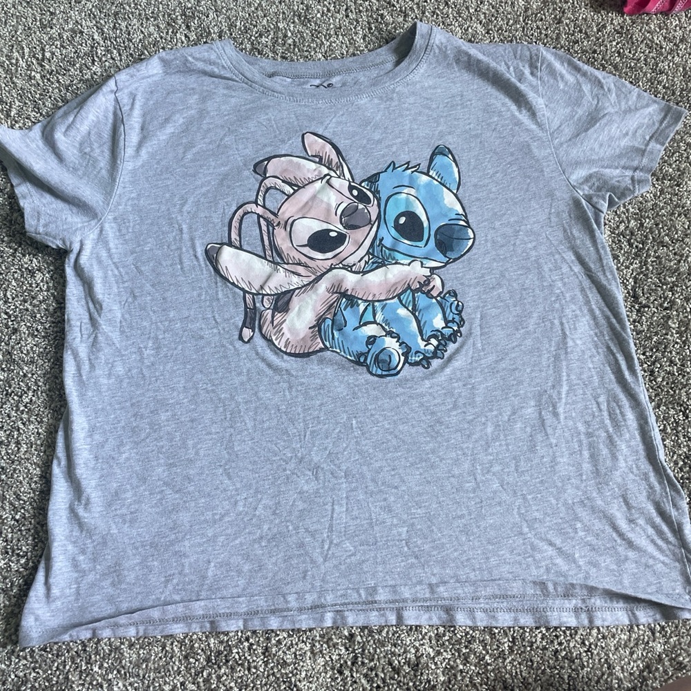 Disney Gray Kids T-Shirt with Blue and Pink Graphic